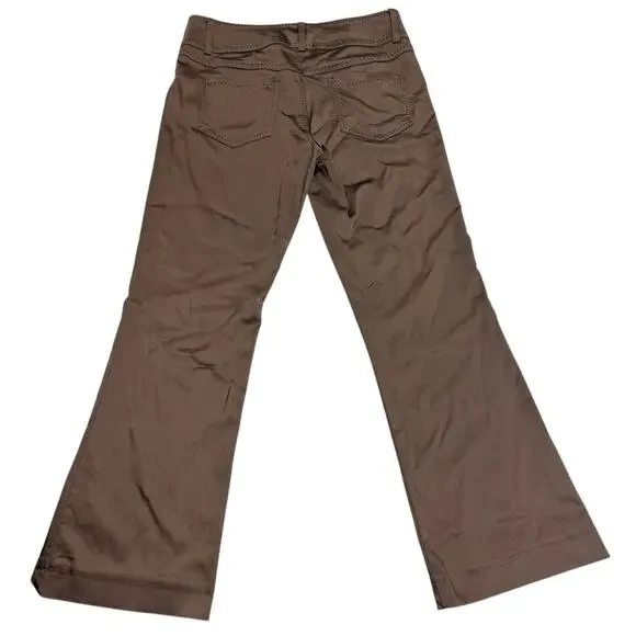 Vintage Cache Womens 6 Y2K Bronze Metallic Satin Brown Bootcut Pants Low Rise - Picture 4 of 14